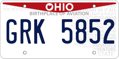 OH license plate GRK5852