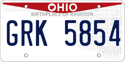 OH license plate GRK5854