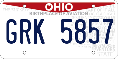 OH license plate GRK5857