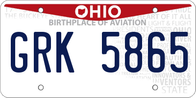 OH license plate GRK5865