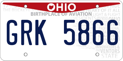 OH license plate GRK5866