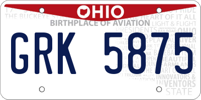 OH license plate GRK5875