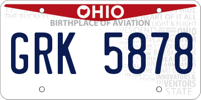 OH license plate GRK5878