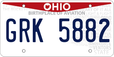 OH license plate GRK5882