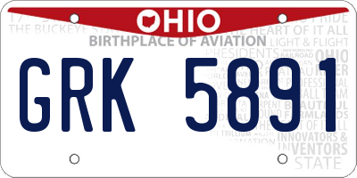 OH license plate GRK5891