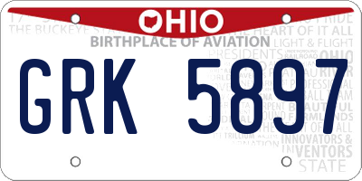 OH license plate GRK5897