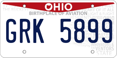OH license plate GRK5899