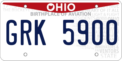 OH license plate GRK5900