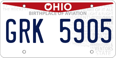 OH license plate GRK5905