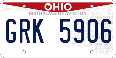 OH license plate GRK5906