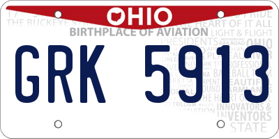 OH license plate GRK5913