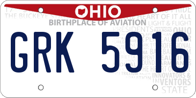 OH license plate GRK5916