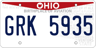 OH license plate GRK5935