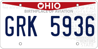 OH license plate GRK5936