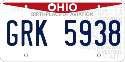 OH license plate GRK5938