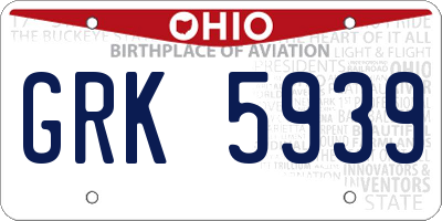 OH license plate GRK5939