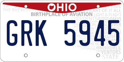 OH license plate GRK5945