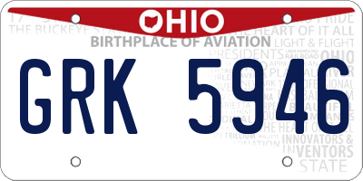 OH license plate GRK5946