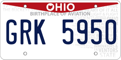 OH license plate GRK5950