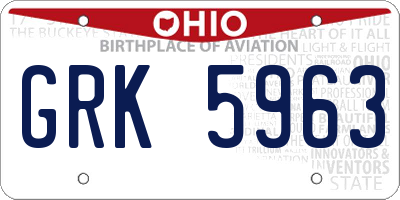 OH license plate GRK5963