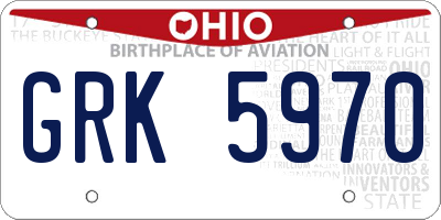OH license plate GRK5970
