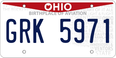 OH license plate GRK5971