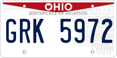 OH license plate GRK5972