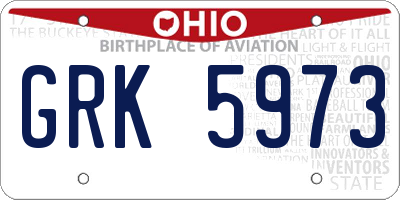 OH license plate GRK5973