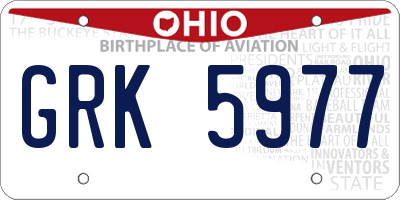 OH license plate GRK5977