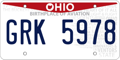 OH license plate GRK5978