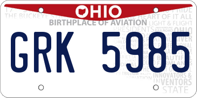 OH license plate GRK5985