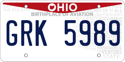 OH license plate GRK5989