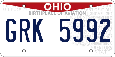 OH license plate GRK5992