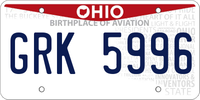 OH license plate GRK5996