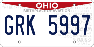 OH license plate GRK5997