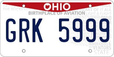 OH license plate GRK5999