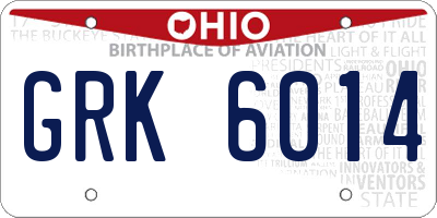 OH license plate GRK6014