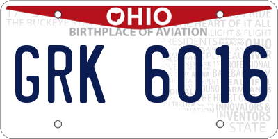 OH license plate GRK6016