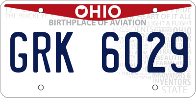 OH license plate GRK6029