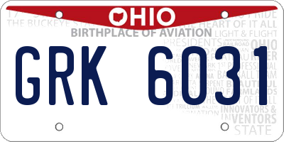 OH license plate GRK6031