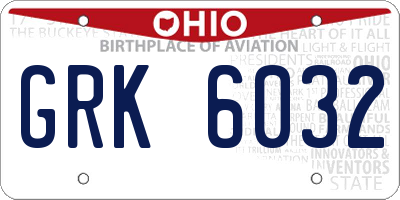 OH license plate GRK6032