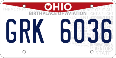 OH license plate GRK6036