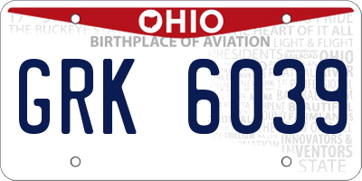 OH license plate GRK6039