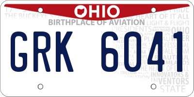 OH license plate GRK6041