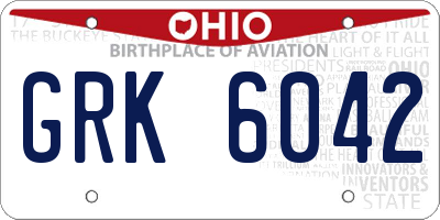OH license plate GRK6042