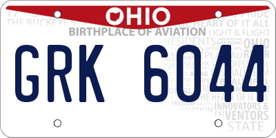 OH license plate GRK6044