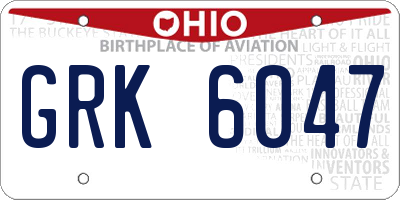 OH license plate GRK6047