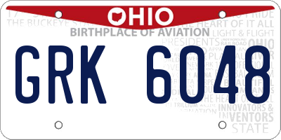 OH license plate GRK6048