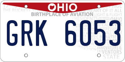 OH license plate GRK6053