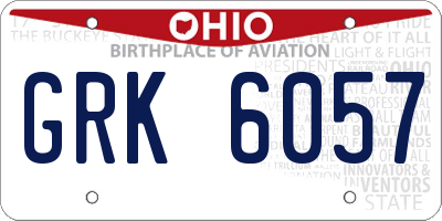 OH license plate GRK6057